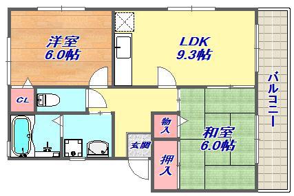 れいたくマンション(2LDK/1階)の間取り写真