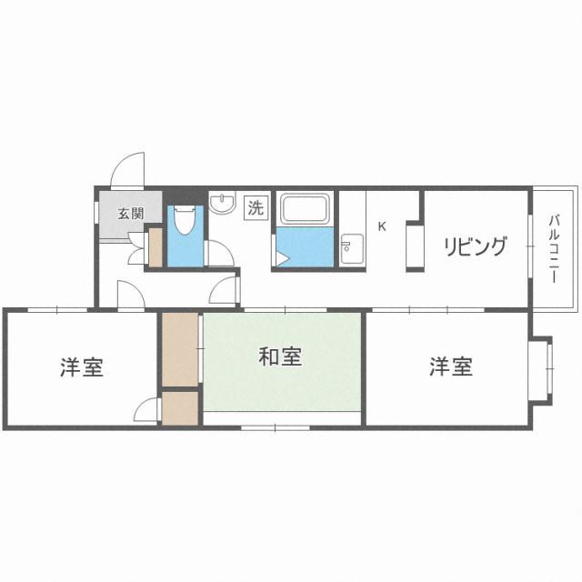 エクセレント北24条(3DK/3階)の間取り写真