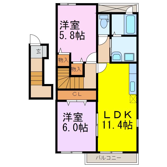 マードレCD(2LDK/2階)の間取り写真