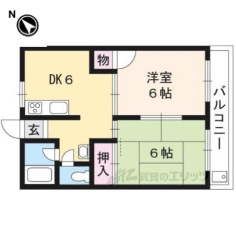 西喜マンション(2DK/4階)の間取り写真