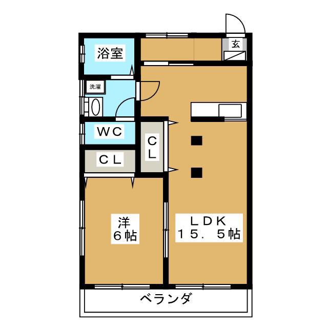 第1フラワーハイツ(1LDK/1階)の間取り写真