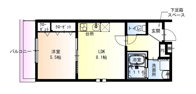 フジパレス和泉大宮駅南II番館(1LDK/1階)の間取り写真
