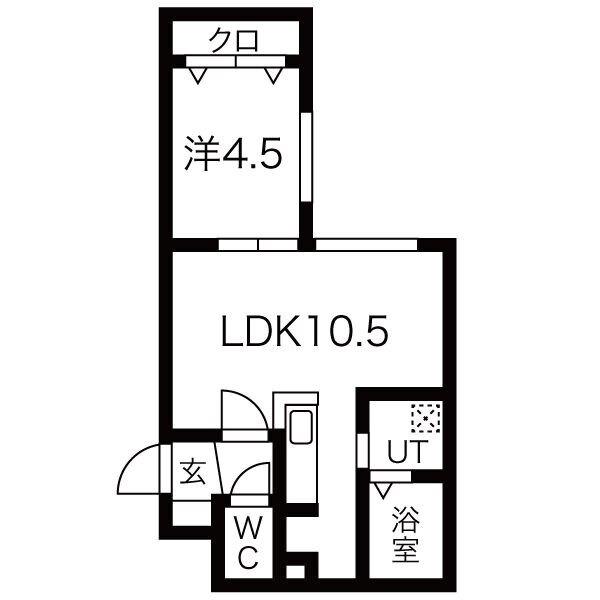 LIEN新さっぽろ(1LDK/4階)の間取り写真