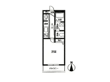 パーシモン深沢(ワンルーム/1階)の間取り写真