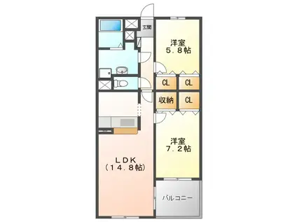 カモミーユ(2LDK/3階)の間取り写真