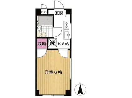 マリブヒルズ(1K/3階)の間取り写真