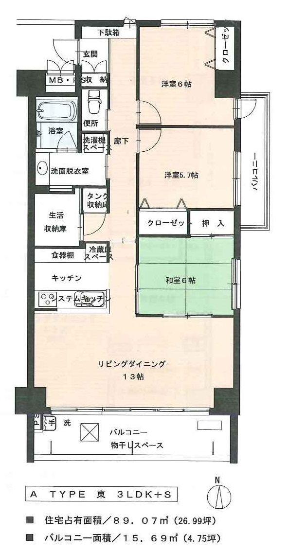 ADVANCE NAGAI III(3SLDK/10階)の間取り写真