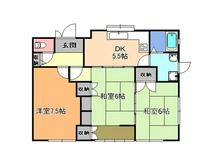 ウェザーコック(3DK/1階)の間取り写真