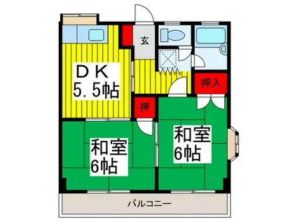 坂井マンション2(2DK/3階)の間取り写真