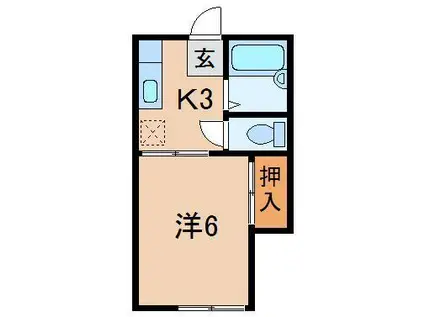 リビングストンハイツ(1K/2階)の間取り写真