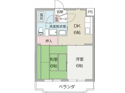 CITY RIVER II(2DK/1階)の間取り写真