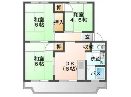 岡マンション(3DK/3階)の間取り写真