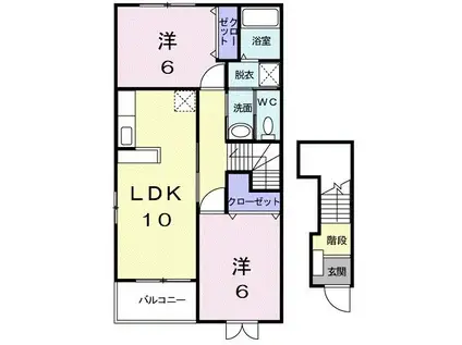 リバティハウス黒川II(2LDK/2階)の間取り写真