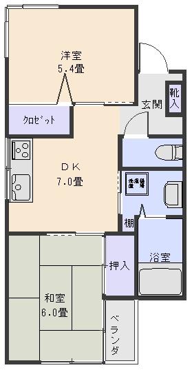 コーポ那須(2DK/3階)の間取り写真