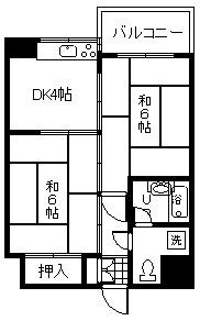 プレジデント山代(2K/8階)の間取り写真