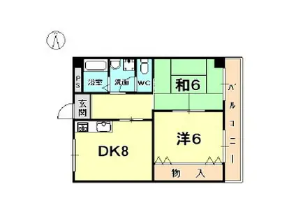 ハイツヨシダ(2DK/2階)の間取り写真