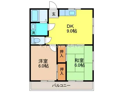 脇崎マンション(2DK/1階)の間取り写真