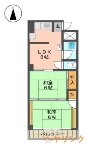 一社相互ビル(2DK/3階)の間取り写真