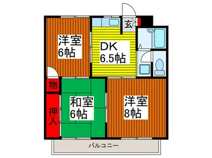 大野ハイム(3DK/2階)の間取り写真