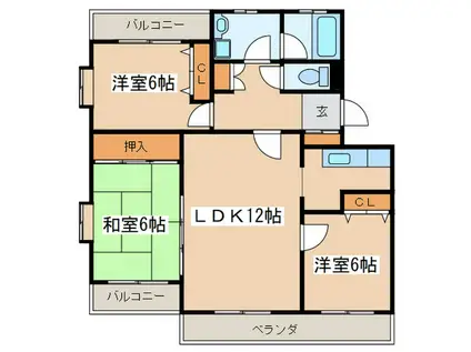 サンコートあかね台(3LDK/2階)の間取り写真