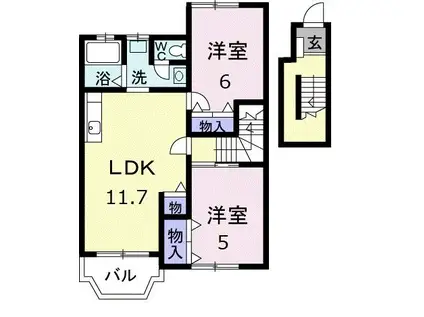サンパセオみずほA(2LDK/2階)の間取り写真