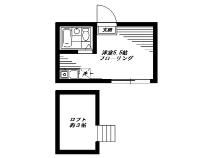 インペリアルノース(ワンルーム/2階)の間取り写真