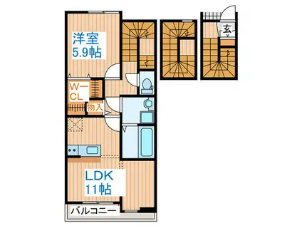 ドゥ・アネッサAIII(1LDK/3階)の間取り写真