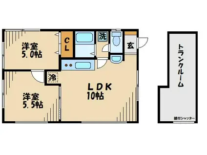 メゾン天神(2LDK/2階)の間取り写真