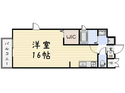アクシオ三萩野II(ワンルーム/13階)の間取り写真