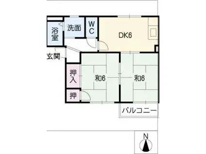 ドミール平成 A棟(2DK/1階)の間取り写真
