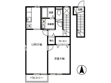 盛岡市向中野5丁目 築16年(1LDK/2階)の間取り写真