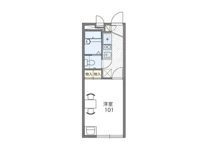 レオパレスプレミール八木(1K/1階)の間取り写真