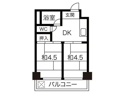 向陽ビル(2DK/4階)の間取り写真