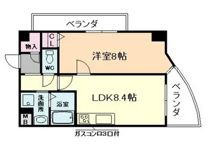 カスタリア新梅田(1LDK/8階)の間取り写真