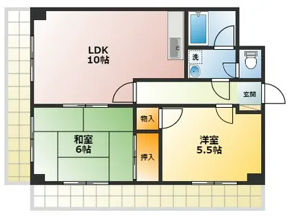 グリーンサンハイツ(2LDK/4階)の間取り写真