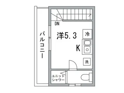 エアー中目黒(ワンルーム/2階)の間取り写真