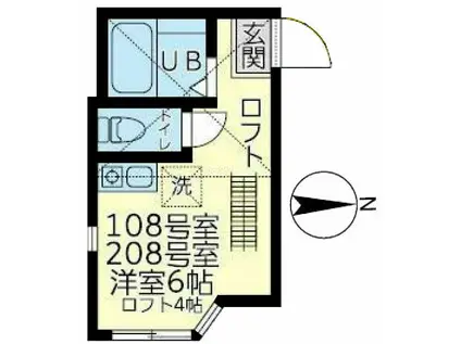 ユナイト鶴見ルーカスの杜(ワンルーム/1階)の間取り写真