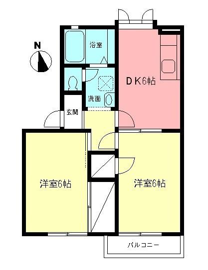 エスポワール(2DK/2階)の間取り写真