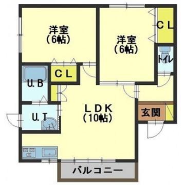 クロフォード21(2LDK/2階)の間取り写真