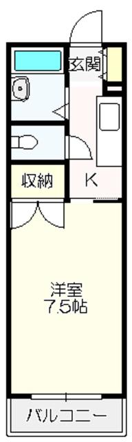 ドミール葛島(1K/2階)の間取り写真