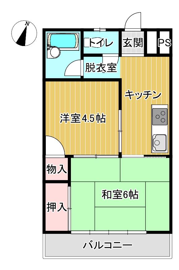 山之尻マンション(2K/3階)の間取り写真