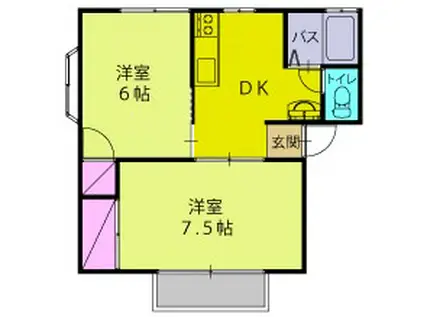 ブルースカイヒルズ(2DK/1階)の間取り写真