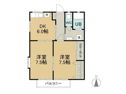 コーポデンエン(2DK/2階)の間取り写真