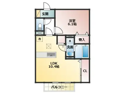 アゼリア(1LDK/2階)の間取り写真