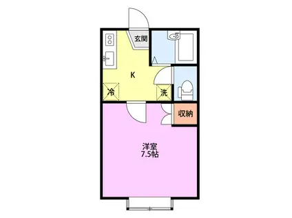 みゆきVI(1K/2階)の間取り写真