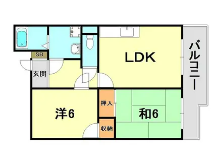 サニーサイドⅢ(2LDK/2階)の間取り写真