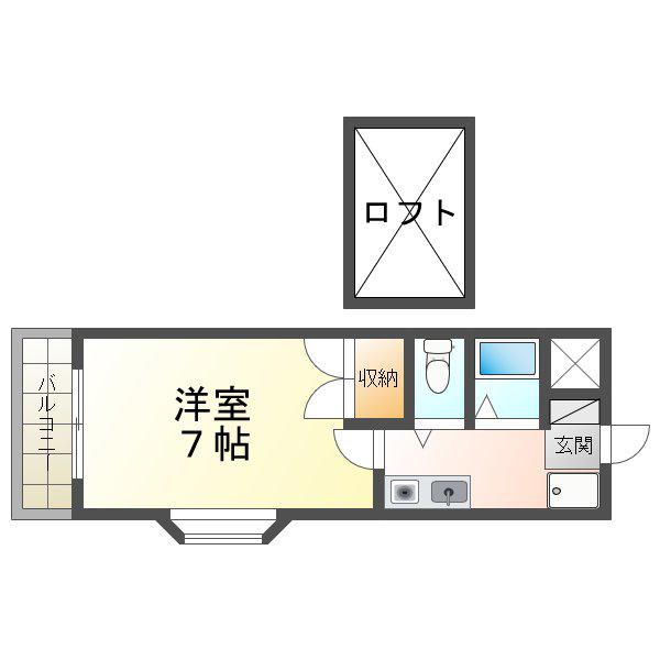 ヨーロピアンA(1K/2階)の間取り写真