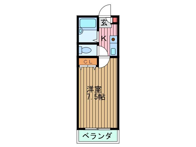 Mプラザ竜田通(1K/2階)の間取り写真