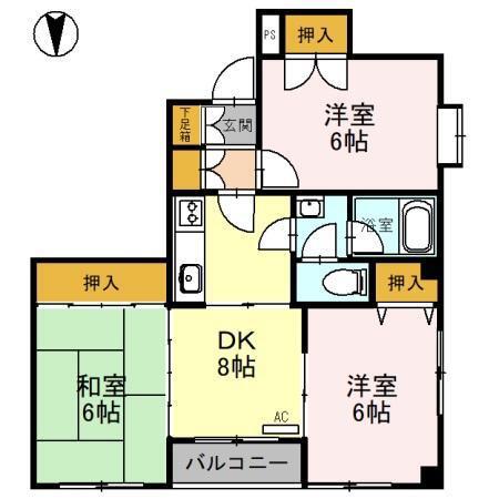 メープルハイム(3DK/3階)の間取り写真