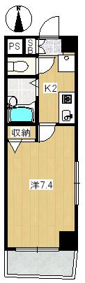 サニーハイム西川(1K/5階)の間取り写真
